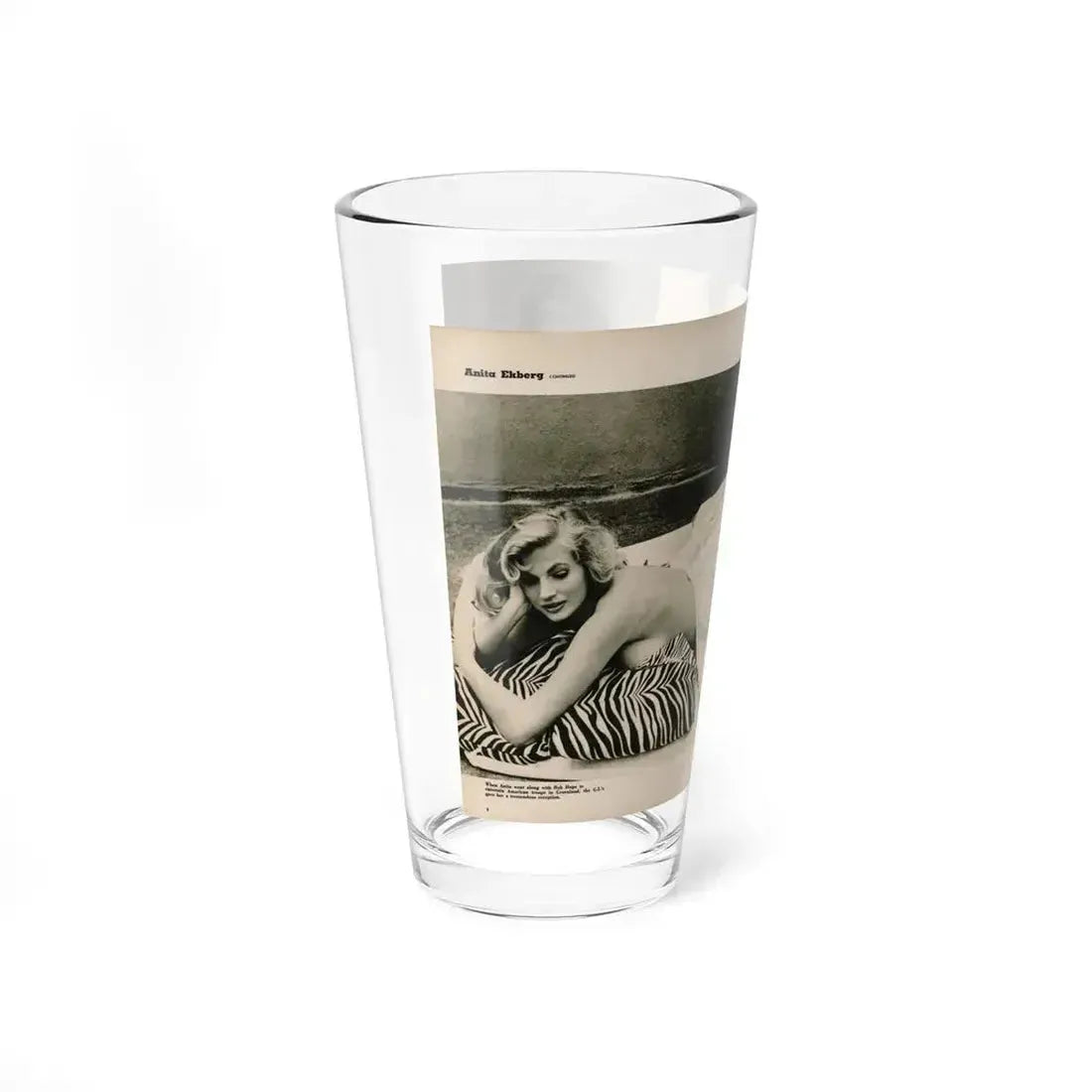 Anita Ekberg #395 - Fabulous Females Mag. Issue #1 '55 - B&W Centerfold & 1 More (Vintage Female Icon) Pint Glass 16oz - Go Mug Yourself