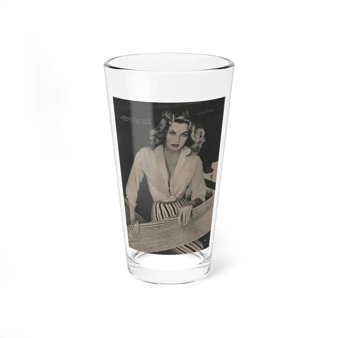 Anita Ekberg #398 - Fabulous Females Mag. Issue #1 '55 - 1 B&W Photo & Caption (Vintage Female Icon) Pint Glass 16oz 16oz - Go Mug Yourself