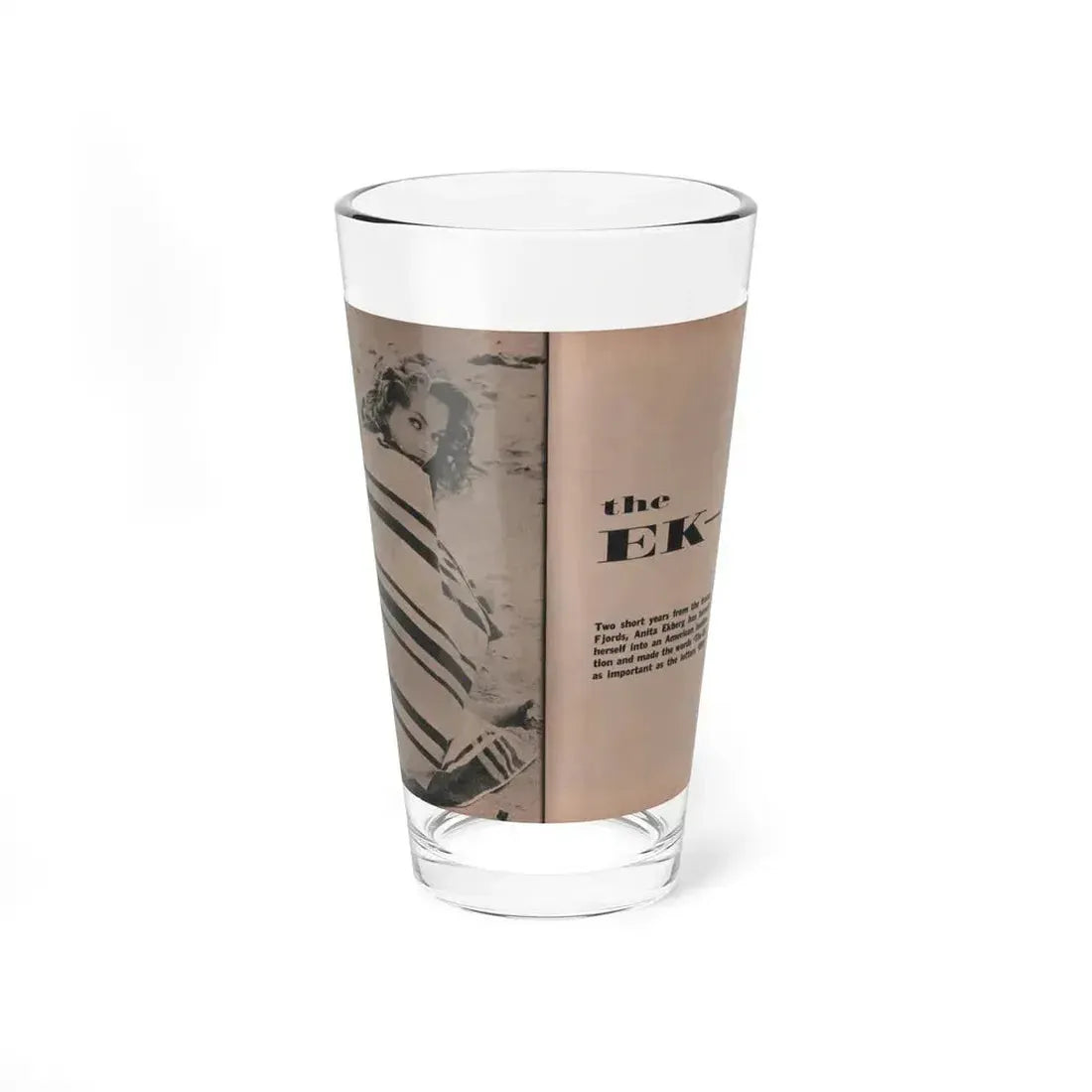 Anita Ekberg #401 - Photo Digest Mag. Nov. '55 - 2 Pages, 1 B&W Photo & More (Vintage Female Icon) Pint Glass 16oz 16oz - Go Mug Yourself