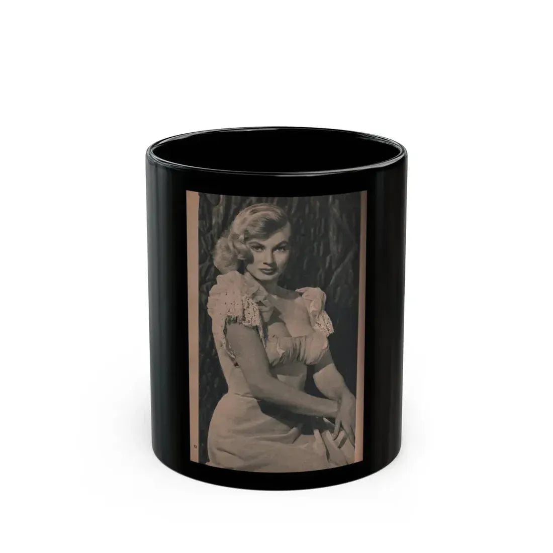 Anita Ekberg #412 - EYE Digest Mag. Nov. '53 - 1 Page & 1 B&W Photo (Vintage Female Icon) Black Coffee Mug 11oz - Go Mug Yourself