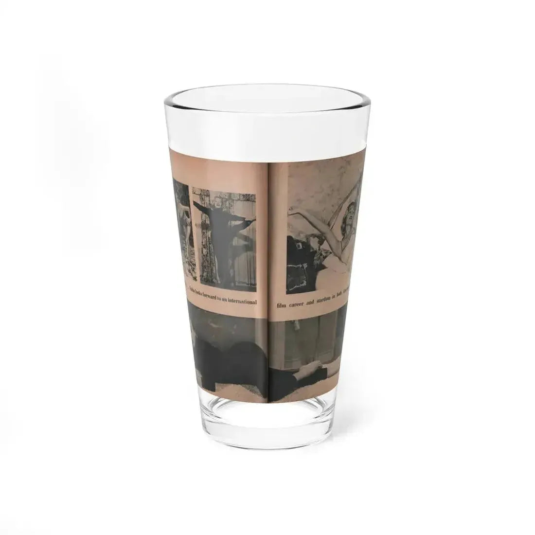 Anita Ekberg #416 - EYE Digest Mag. Nov. '53 - 2 Page, 4 B&W Pics & Caption (Vintage Female Icon) Pint Glass 16oz 16oz - Go Mug Yourself