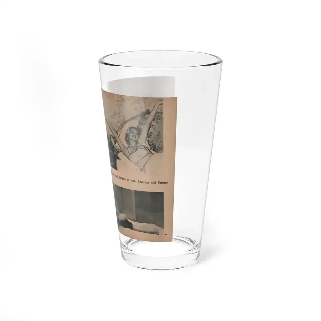 Anita Ekberg #416 - EYE Digest Mag. Nov. '53 - 2 Page, 4 B&W Pics & Caption (Vintage Female Icon) Pint Glass 16oz - Go Mug Yourself