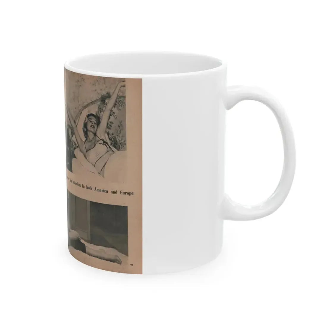 Anita Ekberg #416 - EYE Digest Mag. Nov. '53 - 2 Page, 4 B&W Pics & Caption (Vintage Female Icon) White Coffee Mug - Go Mug Yourself