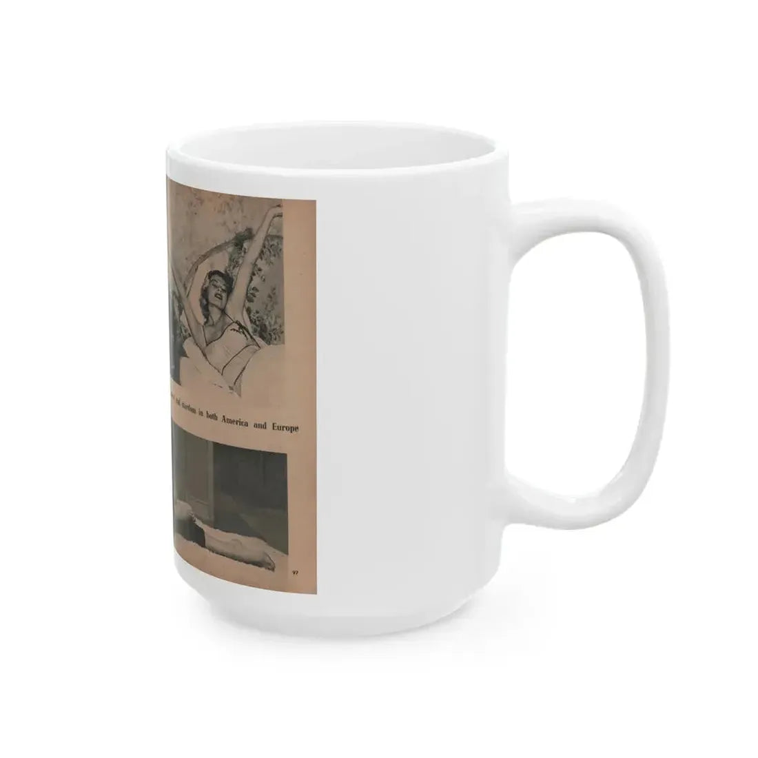 Anita Ekberg #416 - EYE Digest Mag. Nov. '53 - 2 Page, 4 B&W Pics & Caption (Vintage Female Icon) White Coffee Mug - Go Mug Yourself