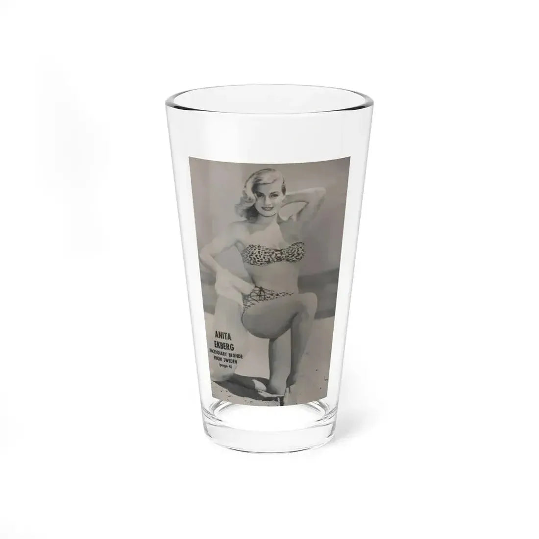 Anita Ekberg #417 - EYE Digest Mag. Jan. '54 - Reverse of Cover 1 B&W Photo (Vintage Female Icon) Pint Glass 16oz 16oz - Go Mug Yourself