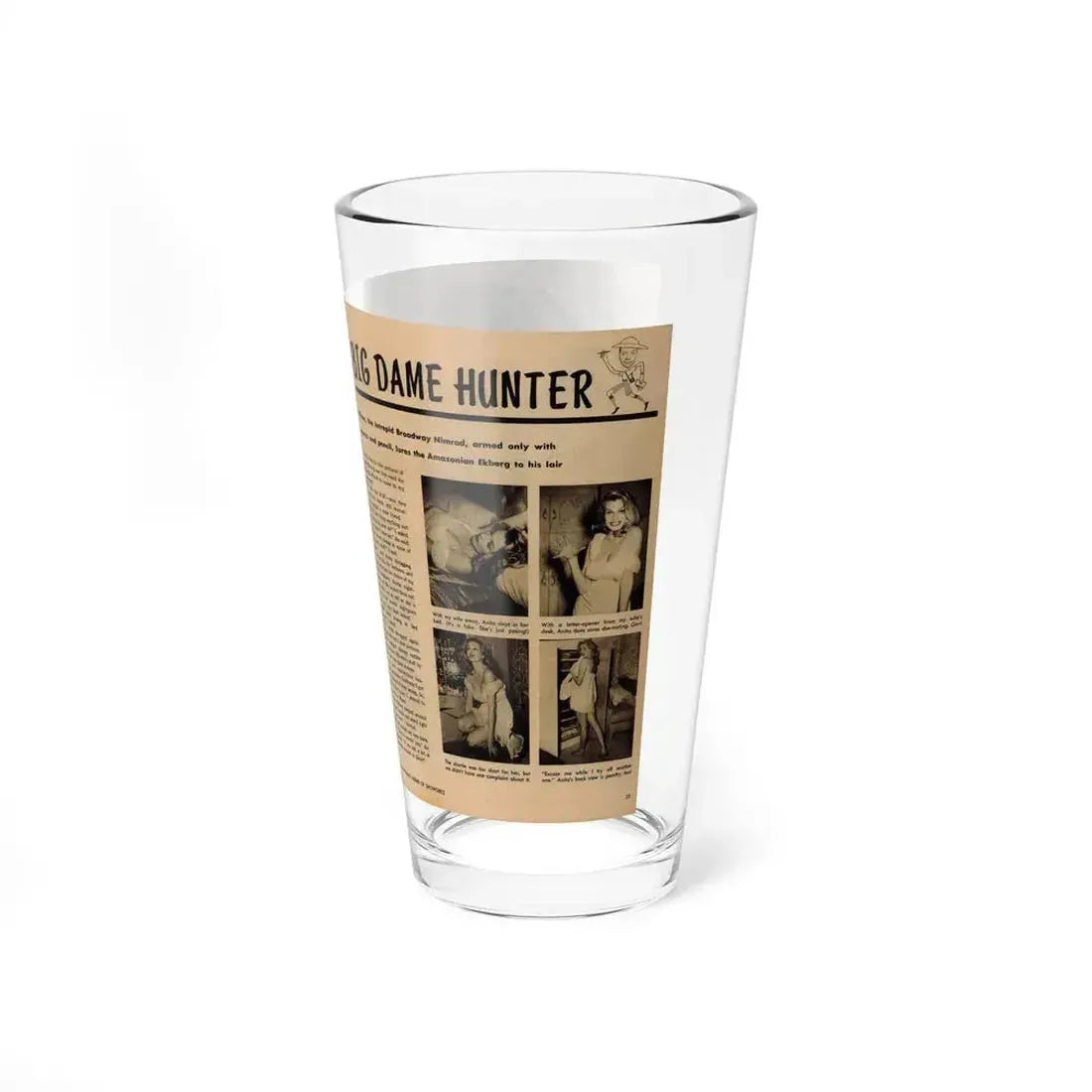 Anita Ekberg #425 - 1 Large B&W Photp & 4 Small B&W Photos & Article from Earl Wilson's Showgirls Mag. '56 1 (Vintage Female Icon) Pint Glass 16oz - Go Mug Yourself