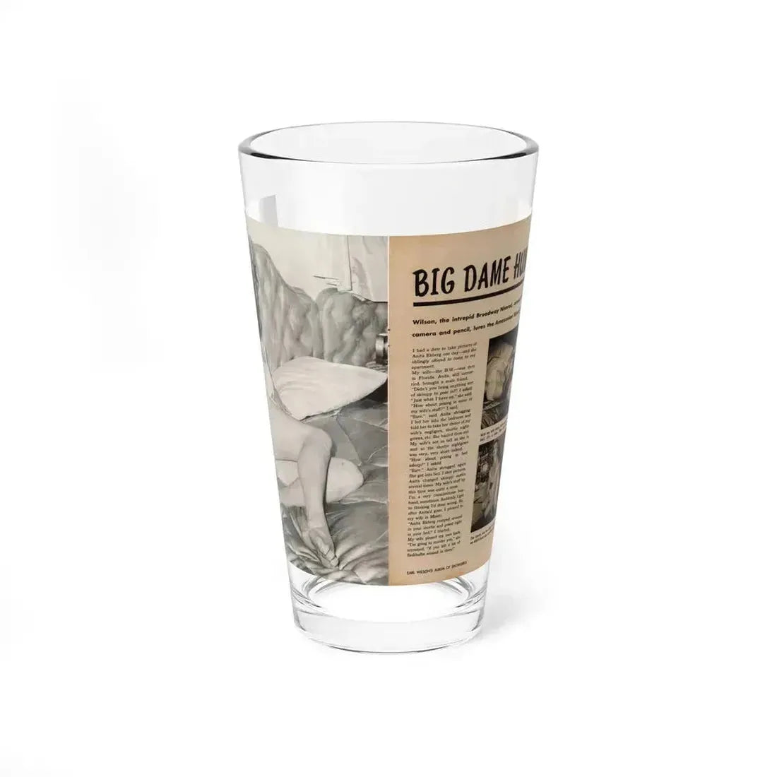 Anita Ekberg #425 - 1 Large B&W Photp & 4 Small B&W Photos & Article from Earl Wilson's Showgirls Mag. '56 (Vintage Female Icon) Pint Glass 16oz 16oz - Go Mug Yourself