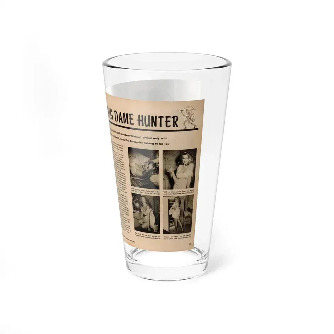 Anita Ekberg #425 - 1 Large B&W Photp & 4 Small B&W Photos & Article from Earl Wilson's Showgirls Mag. '56 (Vintage Female Icon) Pint Glass 16oz - Go Mug Yourself