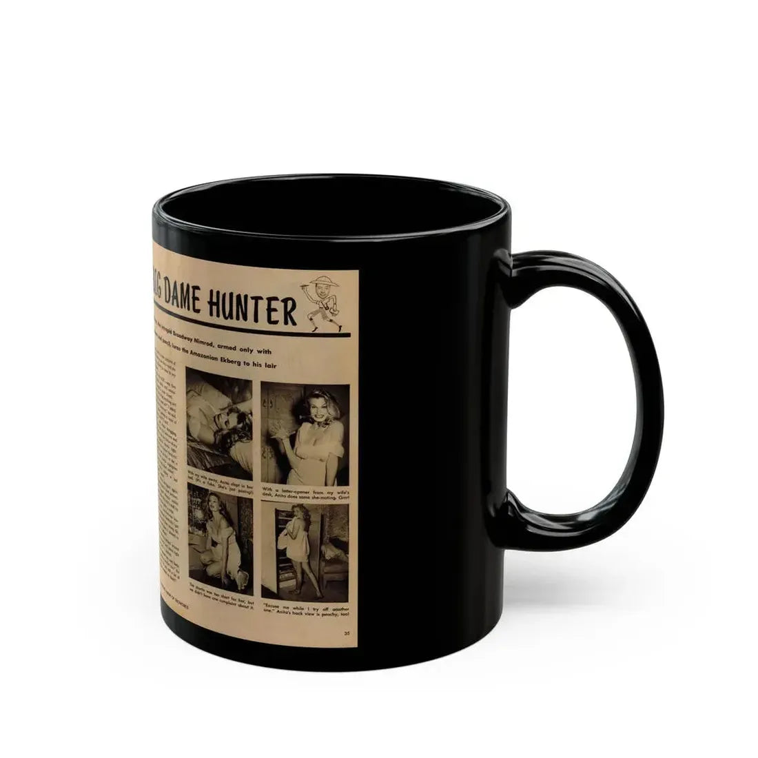Anita Ekberg #425 - 1 Large B&W Photp & 4 Small B&W Photos & Article from Earl Wilson's Showgirls Mag. '56_1 (Vintage Female Icon) Black Coffee Mug - Go Mug Yourself
