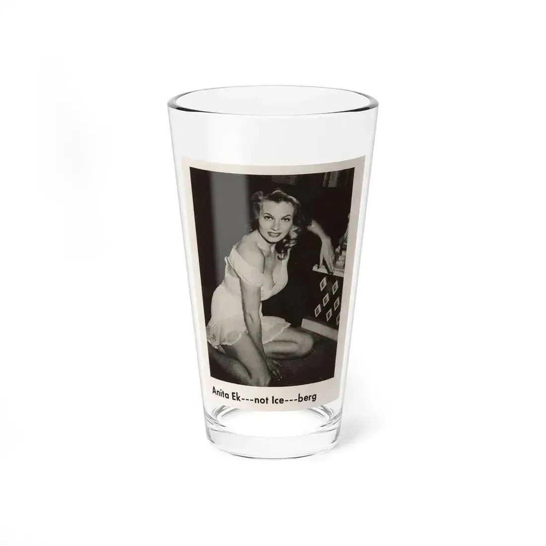 Anita Ekberg #427 - Earl Wilson's Showgirls Mag. '56 - 1 Small B&W Photo & Article on Reverside of Cover (Vintage Female Icon) Pint Glass 16oz 16oz - Go Mug Yourself