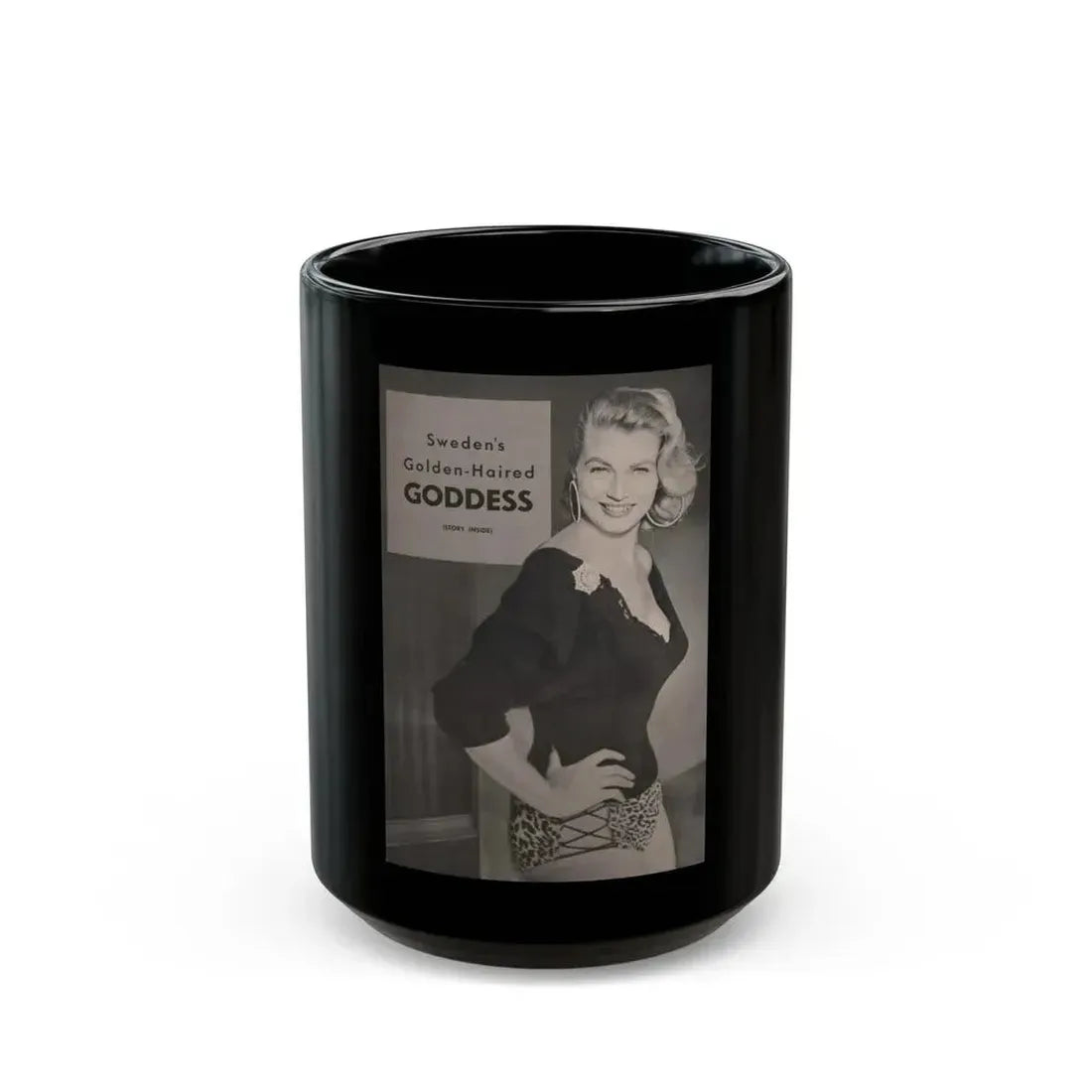 Anita Ekberg #428 - PHOTO Digest Mag. May '54 - 1 Page & 1 B&W Photo on Reverse Side Of Cover (Vintage Female Icon) Black Coffee Mug 15oz - Go Mug Yourself