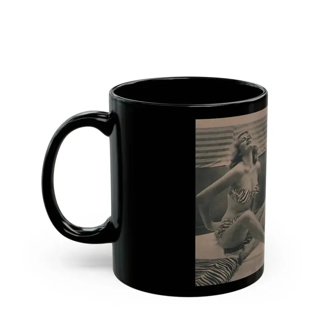 Anita Ekberg #436 - PHOTO Digest March '55 - 3 Pages, 3 B&W Photos & Caption (Vintage Female Icon) Black Coffee Mug - Go Mug Yourself