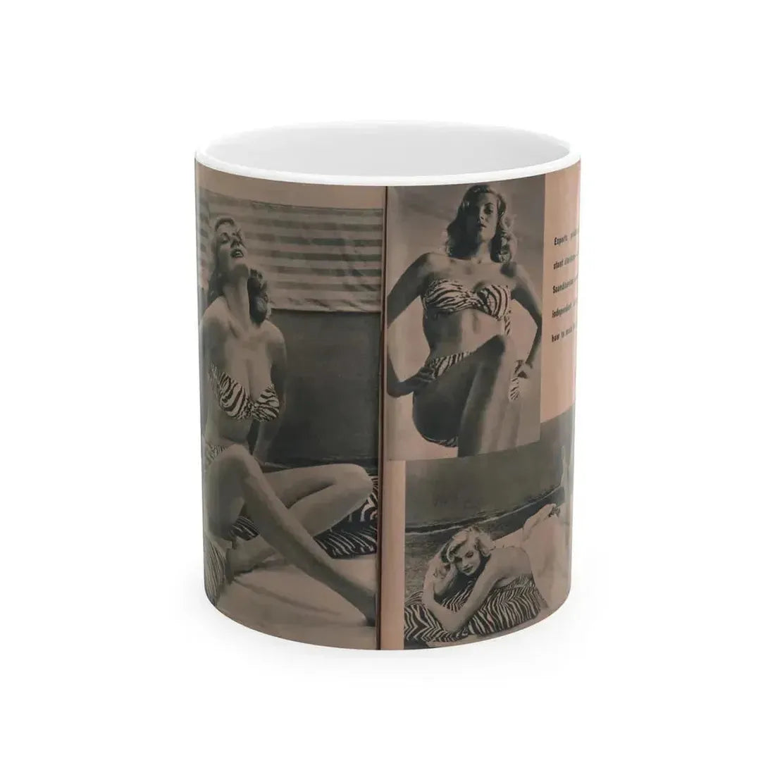 Anita Ekberg #436 - PHOTO Digest March '55 - 3 Pages, 3 B&W Photos & Caption (Vintage Female Icon) White Coffee Mug 11oz - Go Mug Yourself