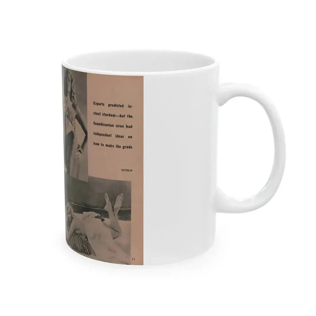 Anita Ekberg #436 - PHOTO Digest March '55 - 3 Pages, 3 B&W Photos & Caption (Vintage Female Icon) White Coffee Mug - Go Mug Yourself