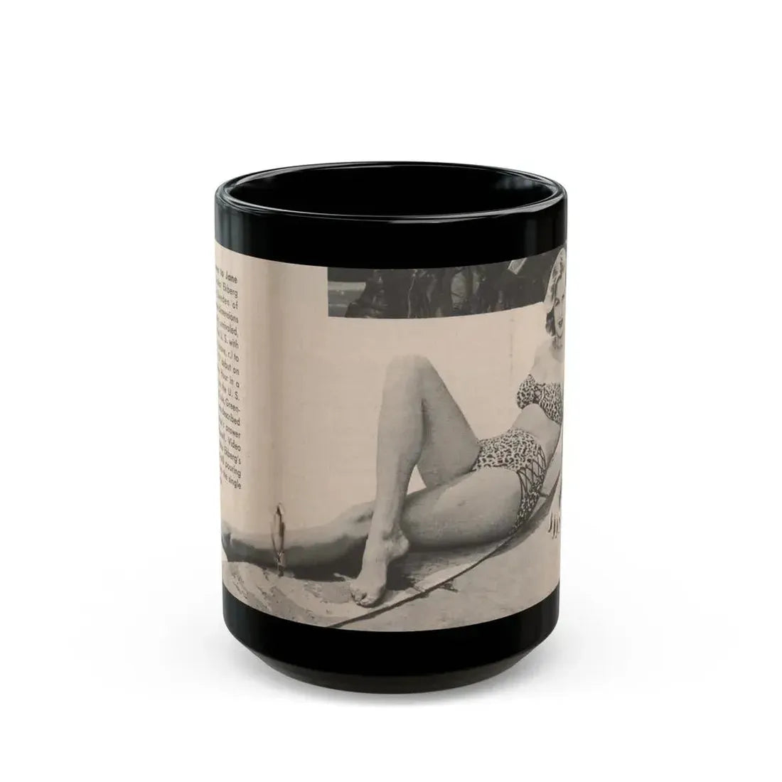 Anita Ekberg #438 - 1 Page & 1 B&W & Short Article from Tempo Pocket Mag. 1-7-55 (Vintage Female Icon) Black Coffee Mug 15oz - Go Mug Yourself