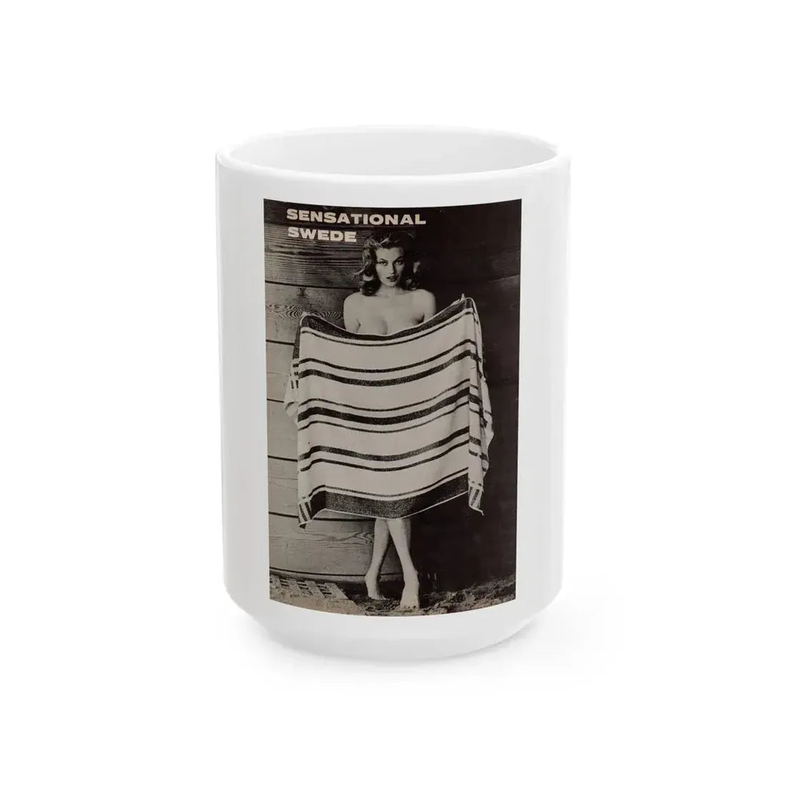 Anita Ekberg #446 - 1 Page, 1 B&W Photo & Headline from After Hours Vol. 1, No. 4 '57 Mag. (Vintage Female Icon) White Coffee Mug 15oz - Go Mug Yourself