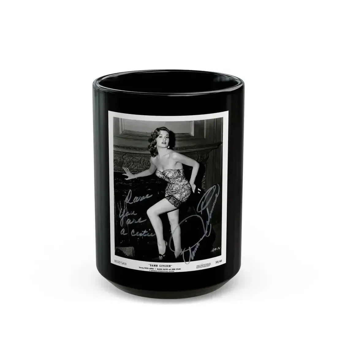 Ann Robinson #01 - 8x10 HQ B&W Glamour Cheesecake Damn Citizen '58 Promo Photo (Vintage Female Icon) Black Coffee Mug 15oz - Go Mug Yourself