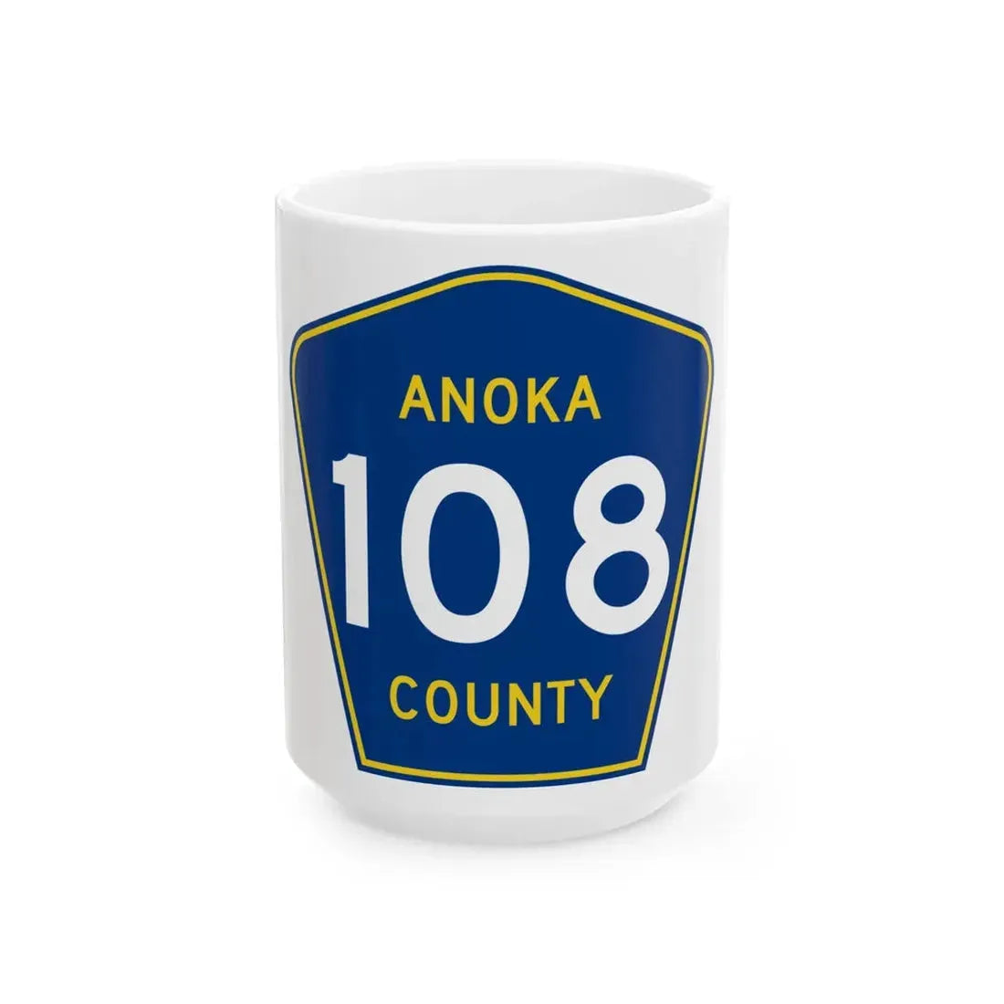 Anoka County 108 (Minnesota) (Road Sign) White Coffee Mug 15oz - Go Mug Yourself