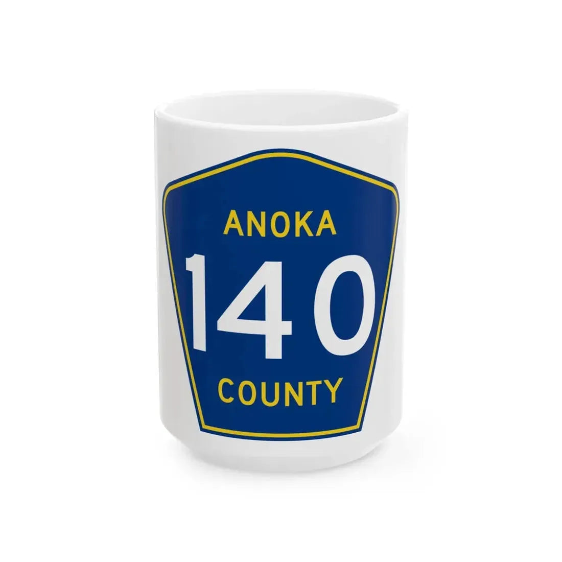 Anoka County 140 (Minnesota) (Road Sign) White Coffee Mug 15oz - Go Mug Yourself