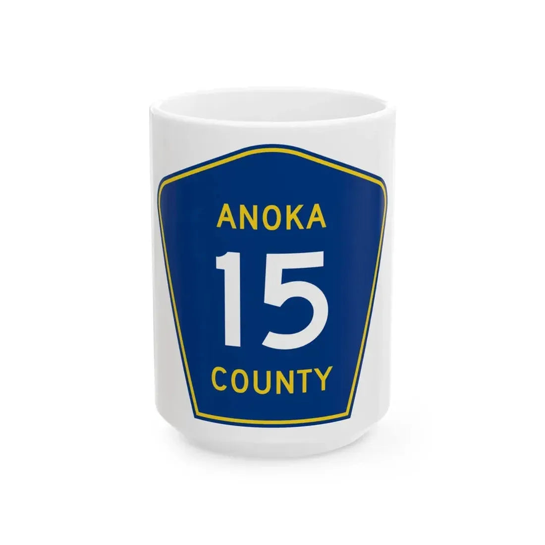 Anoka County 15 (Minnesota) (Road Sign) White Coffee Mug 15oz - Go Mug Yourself