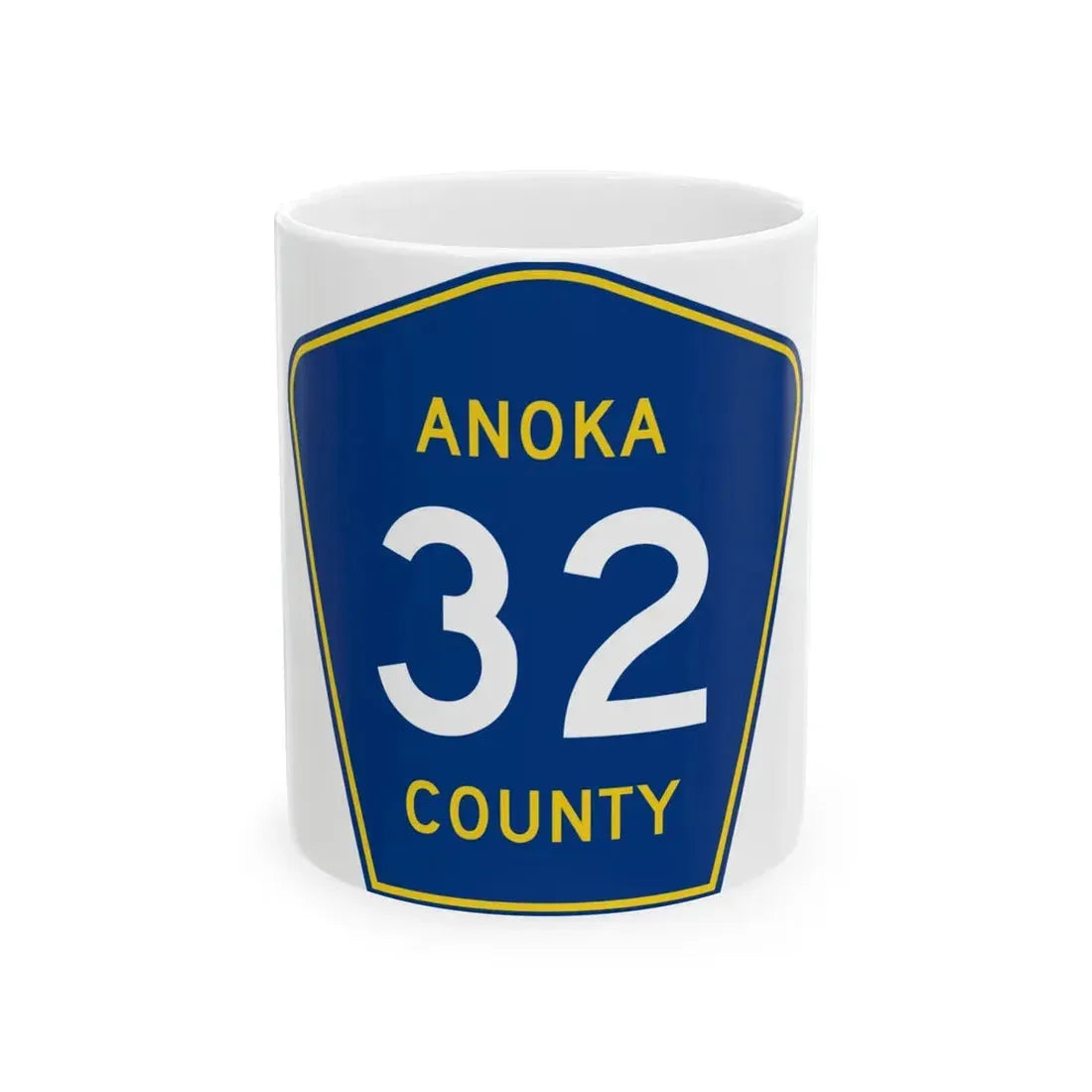 Anoka County 32 (Minnesota) (Road Sign) White Coffee Mug 11oz - Go Mug Yourself