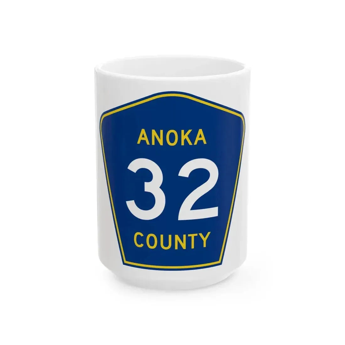 Anoka County 32 (Minnesota) (Road Sign) White Coffee Mug 15oz - Go Mug Yourself