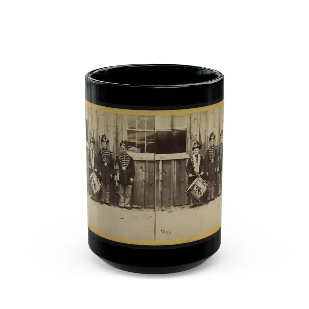 Anthony's Stereoscopic Views. No. 1471, Three Drummer Boys (Now At Ft. Hamilton) Who Have Been In 9 Battles Of The Rebellion (U.S. Civil War) Black Coffee Mug 15oz - Go Mug Yourself