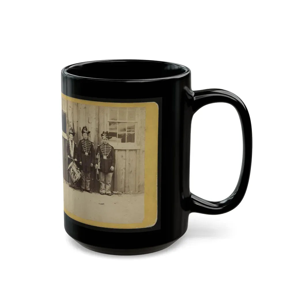 Anthony's Stereoscopic Views. No. 1471, Three Drummer Boys (Now At Ft. Hamilton) Who Have Been In 9 Battles Of The Rebellion (U.S. Civil War) Black Coffee Mug - Go Mug Yourself