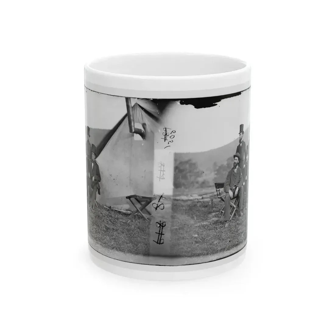 Antietam, Maryland. Allan Pinkerton And Visitors From Washington (U.S. Civil War) White Coffee Mug 11oz - Go Mug Yourself