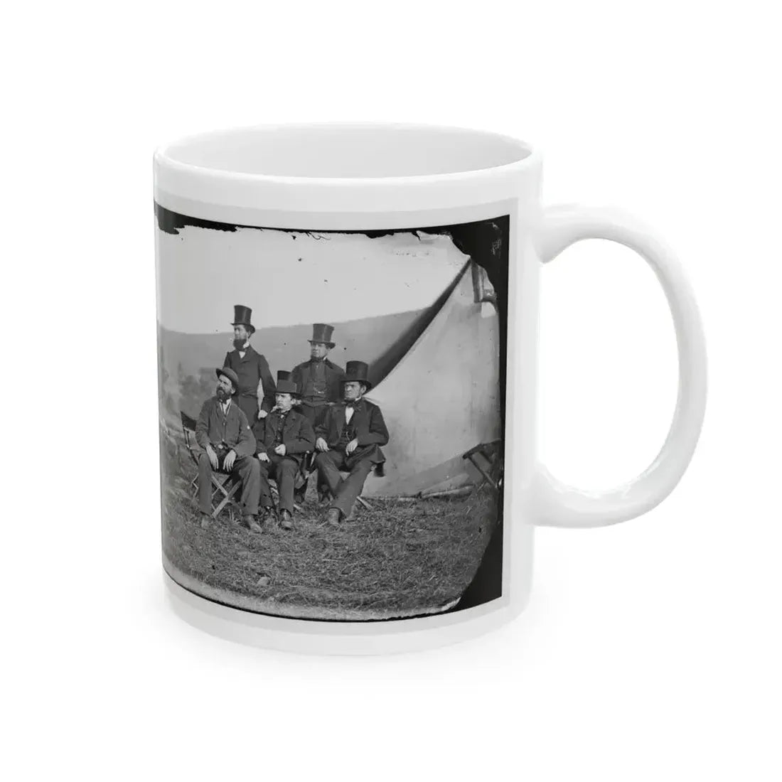 Antietam, Maryland. Allan Pinkerton And Visitors From Washington (U.S. Civil War) White Coffee Mug - Go Mug Yourself