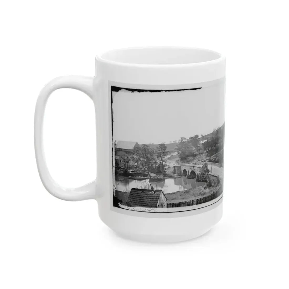 Antietam, Maryland. Antietam Bridge, Looking Across Stream (U.S. Civil War) White Coffee Mug - Go Mug Yourself