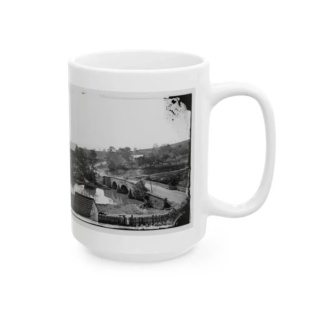 Antietam, Maryland. Antietam Bridge, Looking Across Stream (U.S. Civil War) White Coffee Mug - Go Mug Yourself