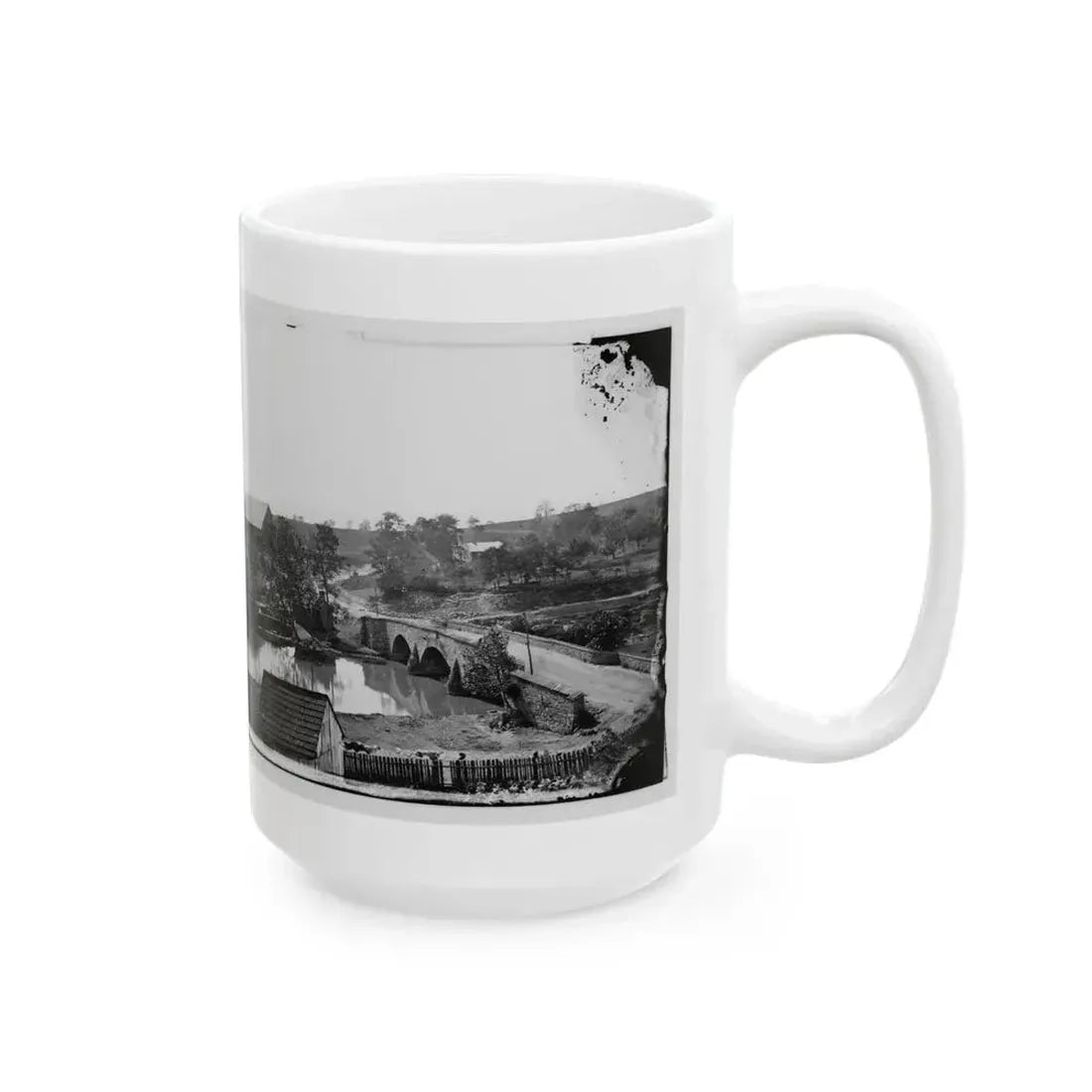 Antietam, Maryland. Antietam Bridge, Looking Across Stream (U.S. Civil War) White Coffee Mug - Go Mug Yourself