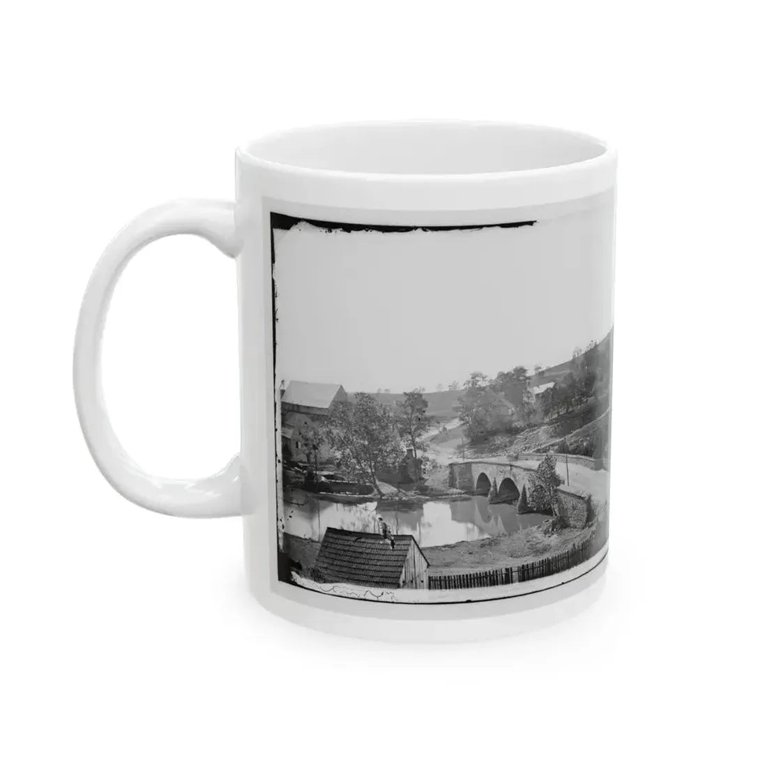 Antietam, Maryland. Antietam Bridge, Looking Across Stream (U.S. Civil War) White Coffee Mug - Go Mug Yourself