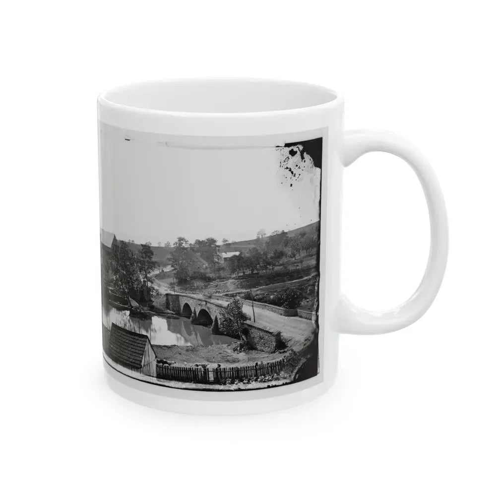 Antietam, Maryland. Antietam Bridge, Looking Across Stream (U.S. Civil War) White Coffee Mug - Go Mug Yourself