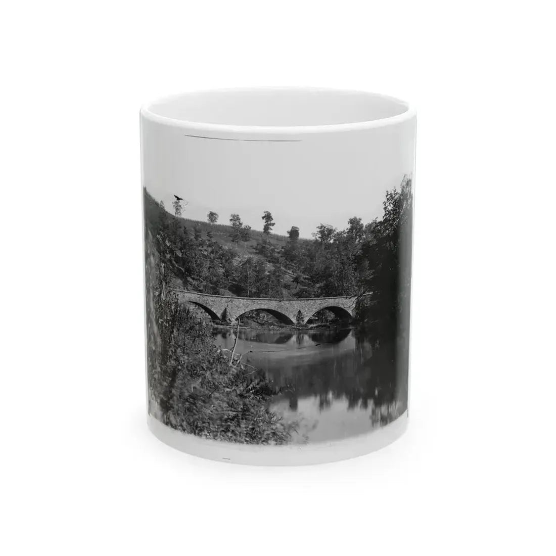 Antietam, Maryland. Antietam Bridge Looking Down Stream (U.S. Civil War) White Coffee Mug 11oz - Go Mug Yourself