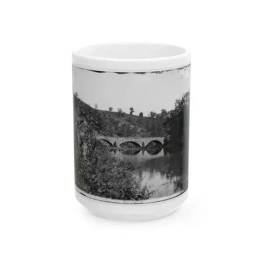 Antietam, Maryland. Antietam Bridge, Looking Down Stream (U.S. Civil War) White Coffee Mug 15oz - Go Mug Yourself