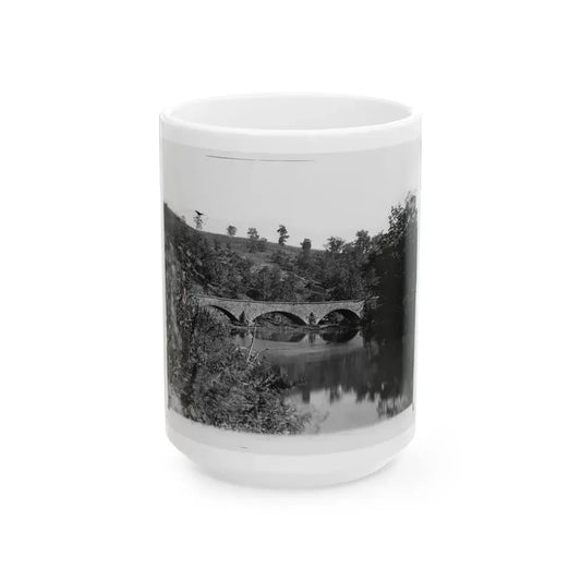 Antietam, Maryland. Antietam Bridge Looking Down Stream (U.S. Civil War) White Coffee Mug 15oz - Go Mug Yourself