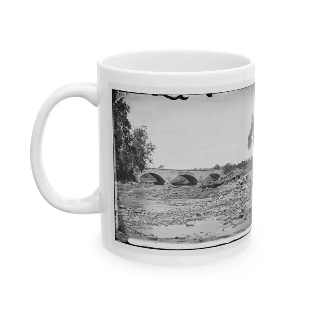 Antietam, Maryland. Antietam Bridge On Sharpsburg And Boonsboro Turnpike(2) (U.S. Civil War) White Coffee Mug - Go Mug Yourself
