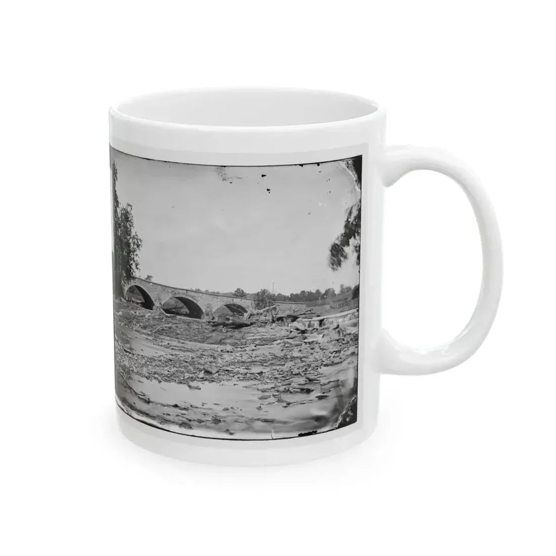 Antietam, Maryland. Antietam Bridge On Sharpsburg And Boonsboro Turnpike(2) (U.S. Civil War) White Coffee Mug - Go Mug Yourself