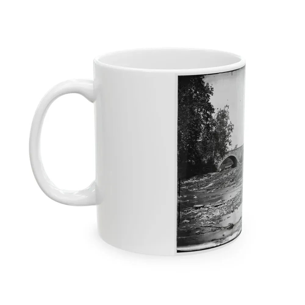 Antietam, Maryland. Antietam Bridge On Sharpsburg And Boonsboro Turnpike (U.S. Civil War) White Coffee Mug - Go Mug Yourself