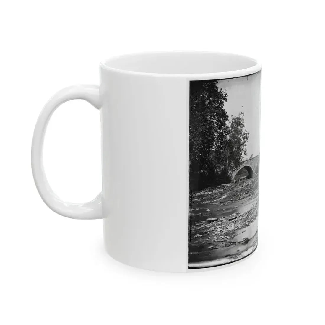 Antietam, Maryland. Antietam Bridge On Sharpsburg And Boonsboro Turnpike (U.S. Civil War) White Coffee Mug - Go Mug Yourself