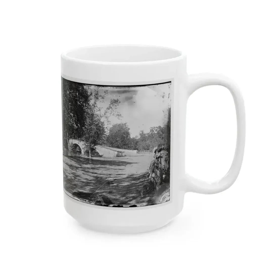 Antietam, Maryland. Burnside Bridge From The Southeast (U.S. Civil War) White Coffee Mug - Go Mug Yourself