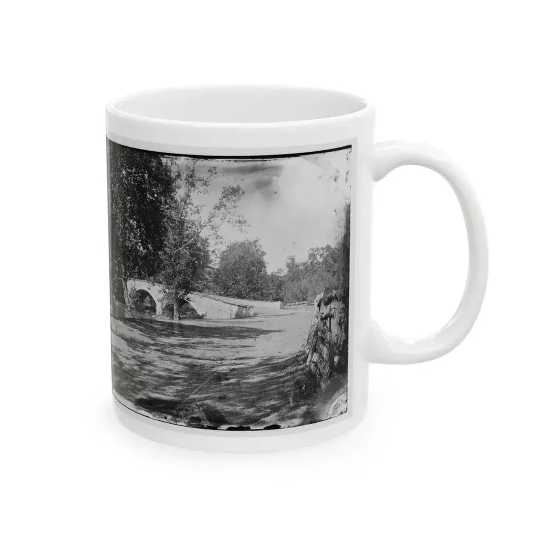 Antietam, Maryland. Burnside Bridge From The Southeast (U.S. Civil War) White Coffee Mug - Go Mug Yourself