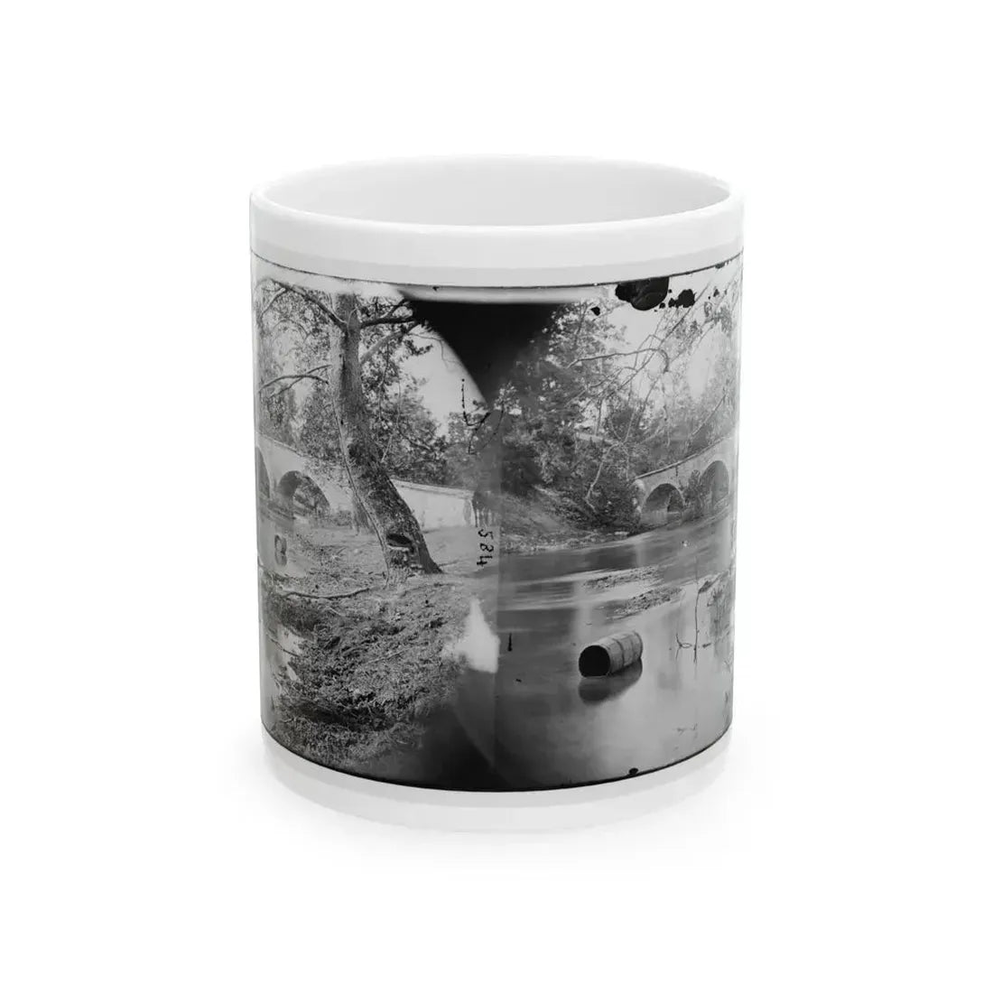Antietam, Maryland. Burnside Bridge, Looking Up Stream (U.S. Civil War) White Coffee Mug 11oz - Go Mug Yourself
