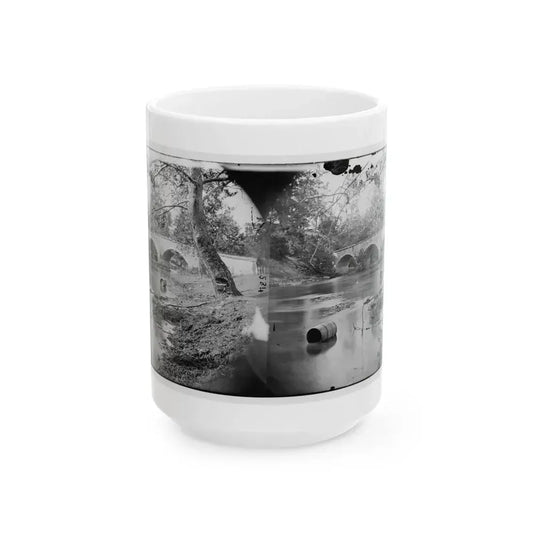 Antietam, Maryland. Burnside Bridge, Looking Up Stream (U.S. Civil War) White Coffee Mug 15oz - Go Mug Yourself