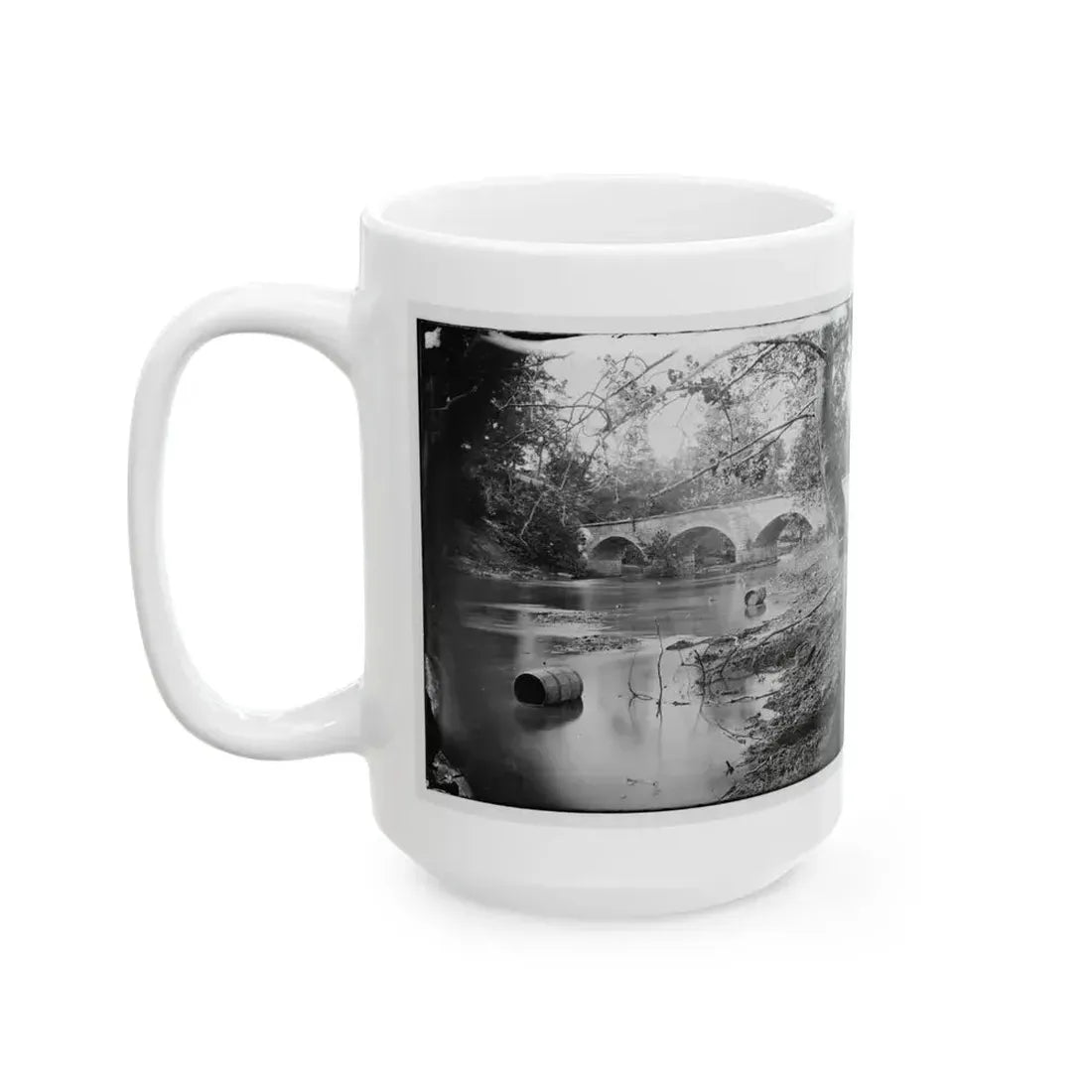 Antietam, Maryland. Burnside Bridge, Looking Up Stream (U.S. Civil War) White Coffee Mug - Go Mug Yourself