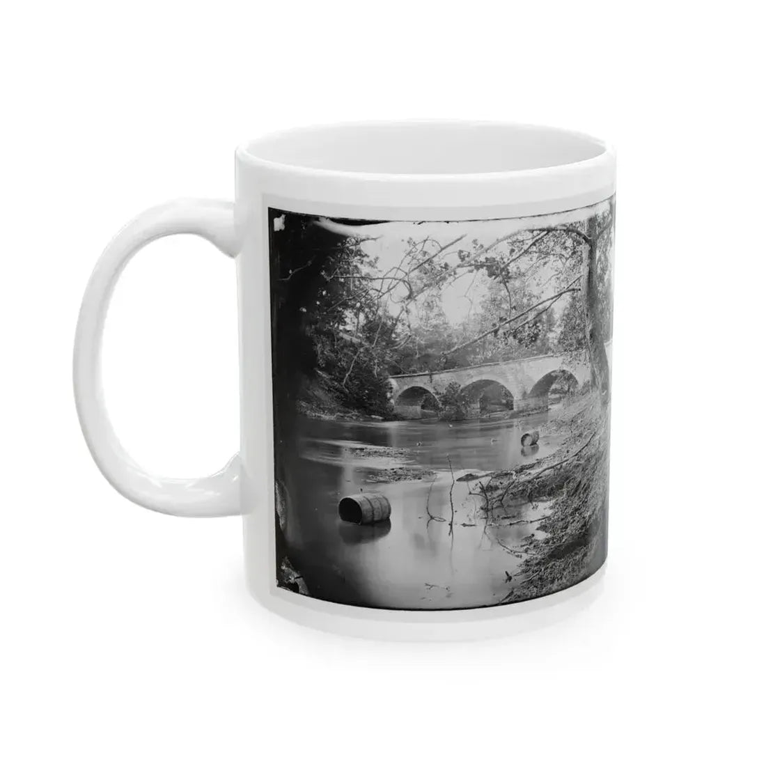 Antietam, Maryland. Burnside Bridge, Looking Up Stream (U.S. Civil War) White Coffee Mug - Go Mug Yourself