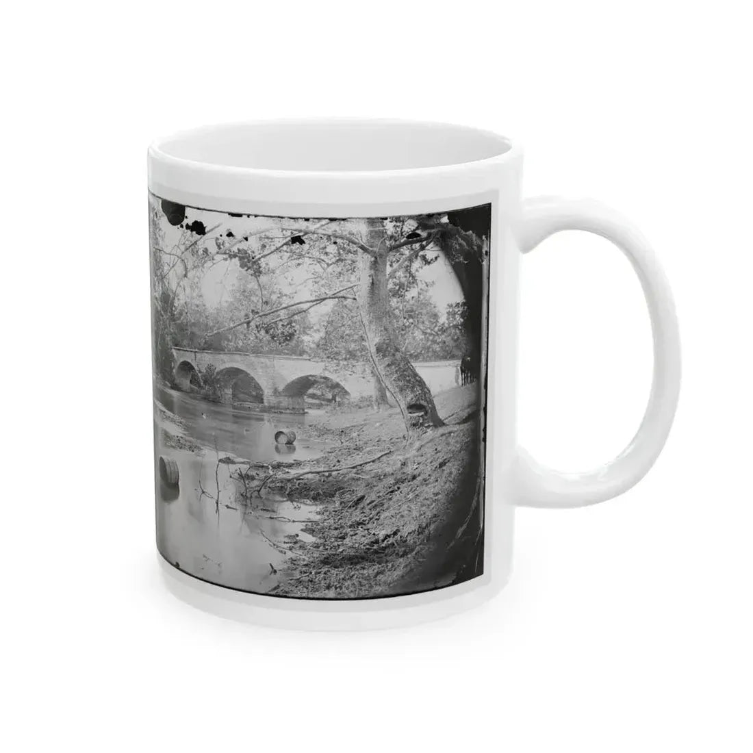 Antietam, Maryland. Burnside Bridge, Looking Up Stream (U.S. Civil War) White Coffee Mug - Go Mug Yourself