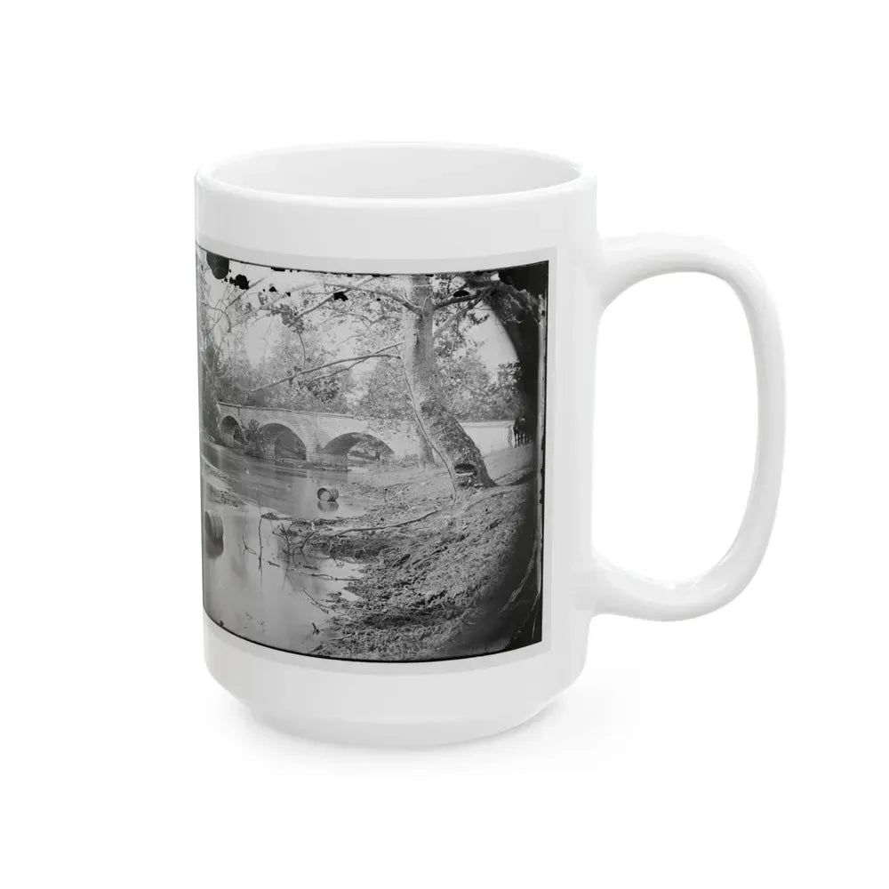 Antietam, Maryland. Burnside Bridge, Looking Up Stream (U.S. Civil War) White Coffee Mug - Go Mug Yourself